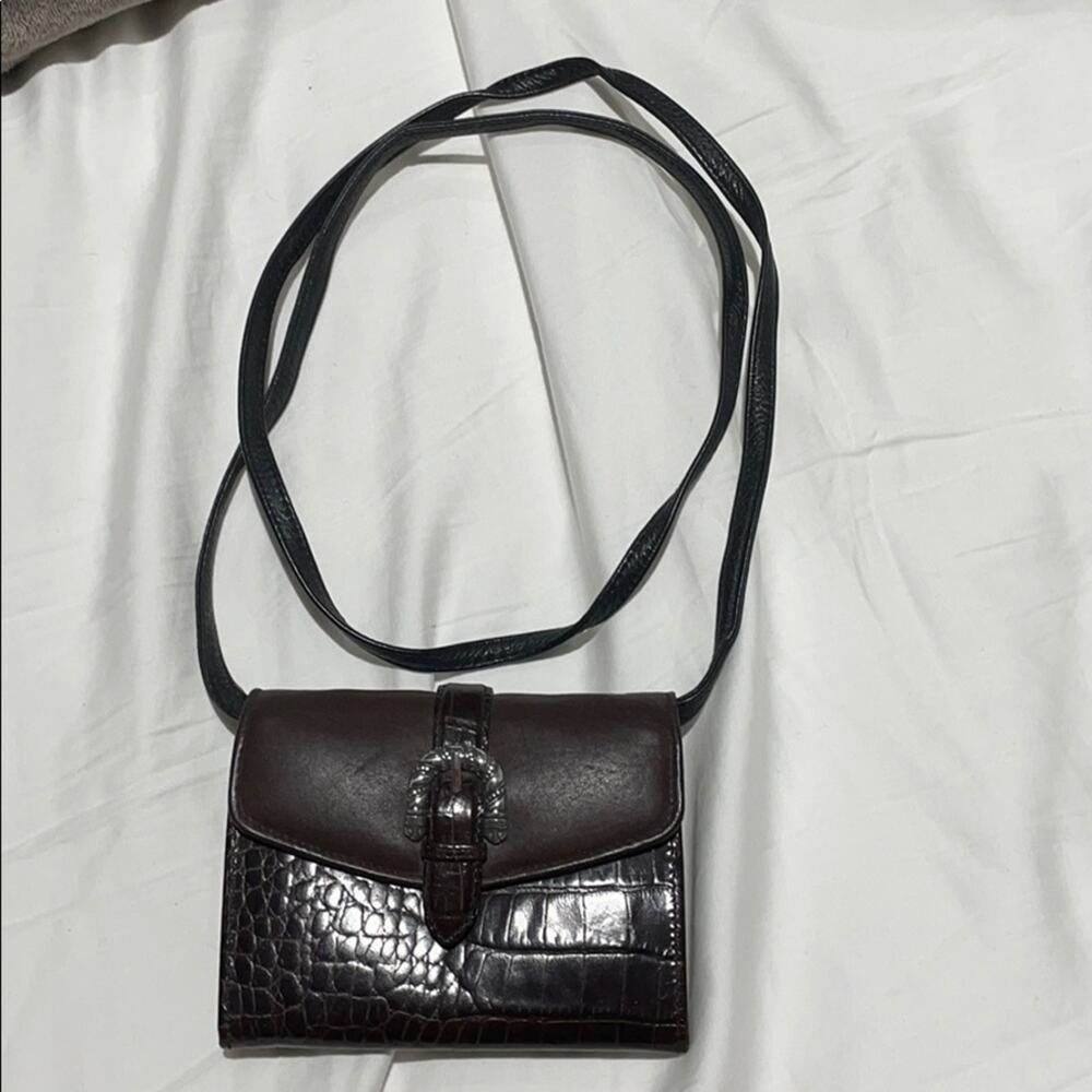Brighton crossbody wallet euc brown silver detail